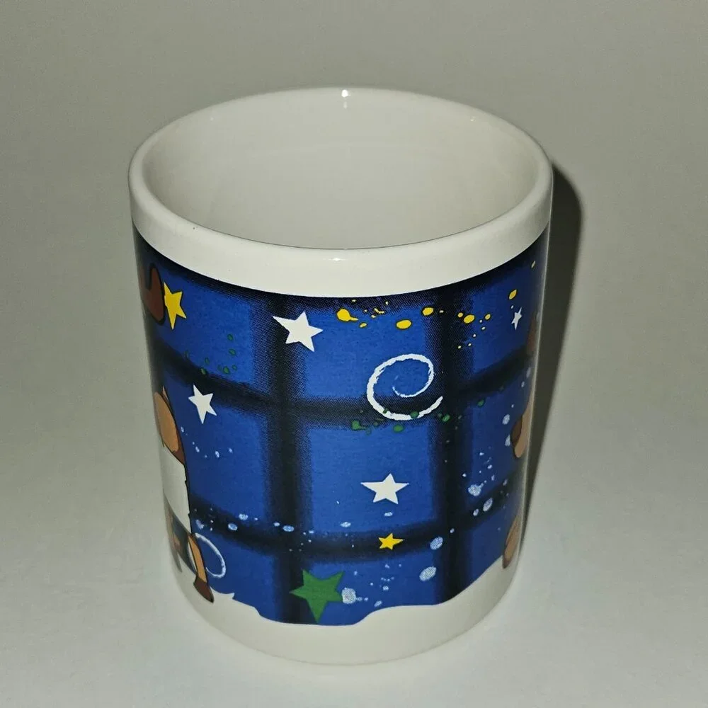 Reindeer Christmas Mug Coffee Cup Blue Brown TB Toy Trading Co